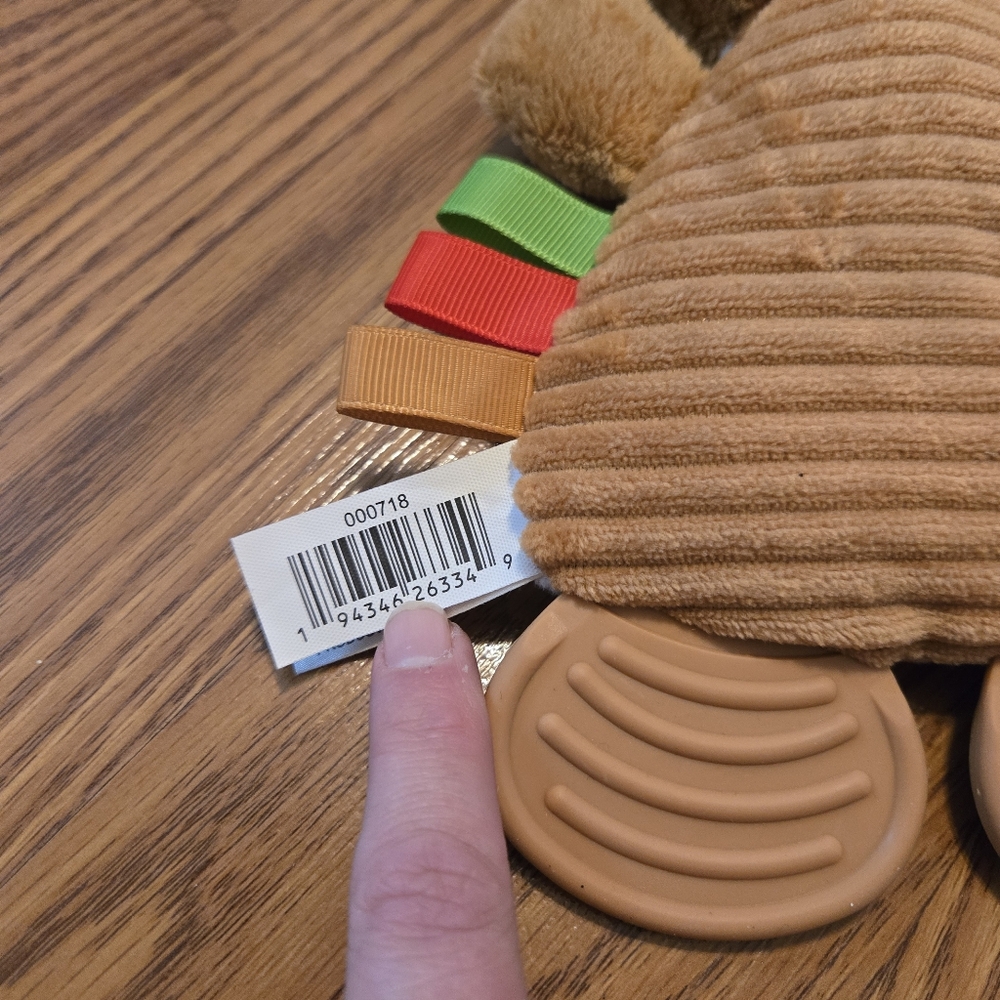 Spark Create Imagine Brown Gingerbread Plush Teether Rattle Red Bow Christmas - Picture 9 of 9